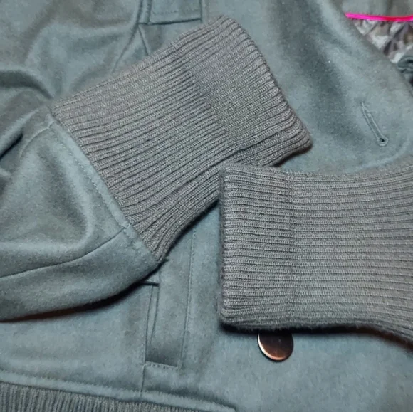 Black Rivet Wool Blend Aviator Style Jacket - Picture 7 of 10